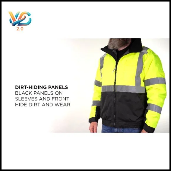 Hi Vis Safety Bomber Jacket Class 3 Reflective Winter Workwear